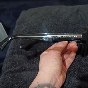 Burberry Black and Silver Logo Temple Sunglasses